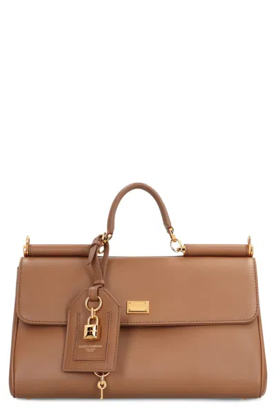 Dolce & Gabbana My Sicily Leather Shoulder Bag In Brown