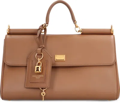 Dolce & Gabbana My Sicily Leather Shoulder Bag In Brown