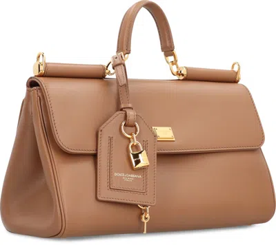 Dolce & Gabbana My Sicily Leather Shoulder Bag In Brown