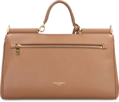 Dolce & Gabbana My Sicily Leather Shoulder Bag In Brown