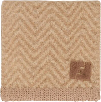 Fendi Brown Chevron Alpaca Scarf In Brown