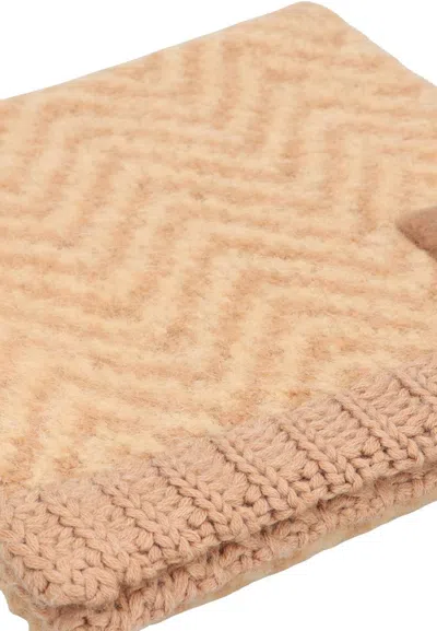 Fendi Brown Chevron Alpaca Scarf In Brown
