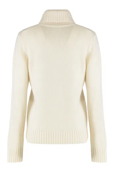 Ralph Lauren Embroidered-logo Wool-blend Turtleneck In Green