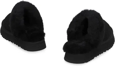 Ugg Slip-on Mules With Plush Fluffy Lining In Black
