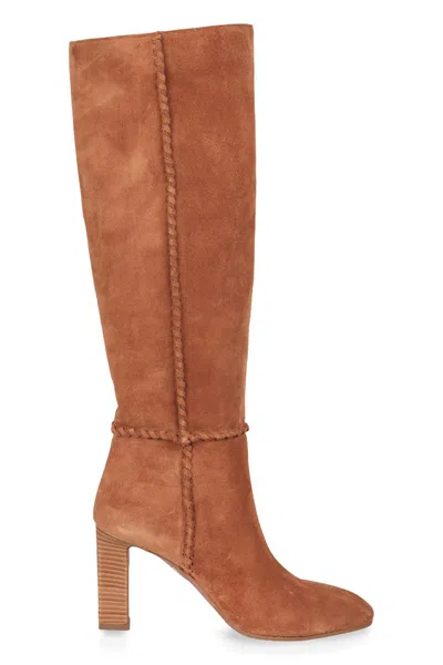 Aquazzura Indy Suede Boots In Brown