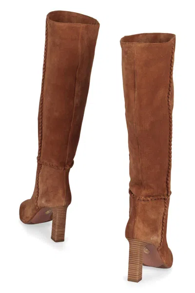 Aquazzura Indy Suede Boots In Brown