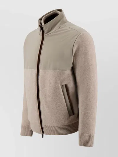 Paul & Shark High Collar Hybrid Jacket Side Pockets In Gray