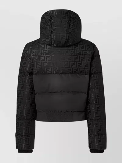 Fendi Women Padded Jacket In Ff Jacquard Technical Fabric In Black