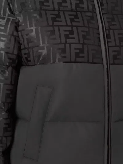 Fendi Women Padded Jacket In Ff Jacquard Technical Fabric In Black