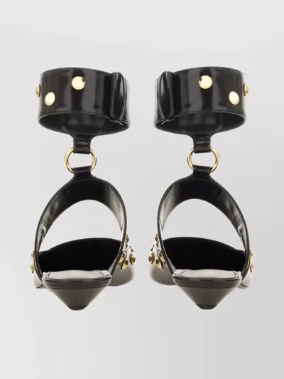 Chloé Square Toe Studded Sandals With Gold Hardware In Black