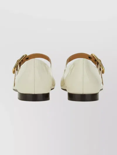 Chloé Ballerina Shoes With Buckle And Square Toe In White