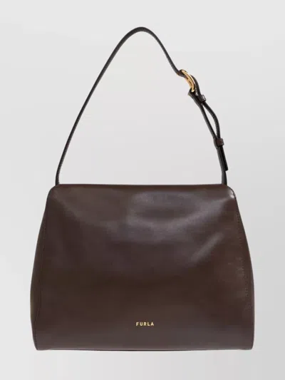 Furla Domus S Shoulder Bag With Adjustable Strap In Brown