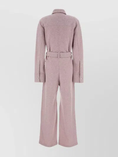 Jil Sander Wool Blend Jumpsuit Belted Waist In Neutral