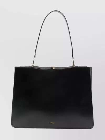 Furla Structured Tote Bag Top Handle In Black