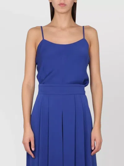 Max Mara Tuxedo Style Silk Charmeuse Top In Blue