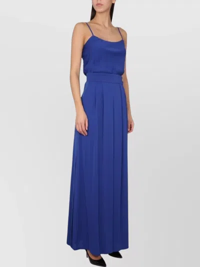 Max Mara Tuxedo Style Silk Charmeuse Top In Blue