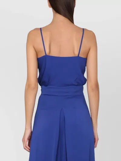 Max Mara Tuxedo Style Silk Charmeuse Top In Blue