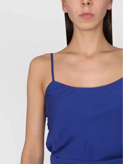 Max Mara Tuxedo Style Silk Charmeuse Top In Blue