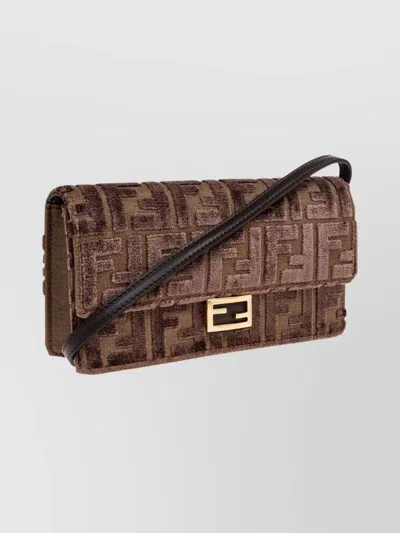 Fendi Chain Wallet Adjustable Strap In Brown