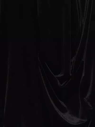 Comme Des Garçons Asymmetric Hem Velvet Draped Sleeveless Dress In Black