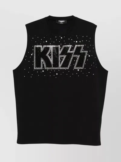 Dsquared2 Graphic Print Sleeveless Crew Neck T-shirt In Black