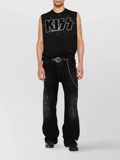 Dsquared2 Graphic Print Sleeveless Crew Neck T-shirt In Black