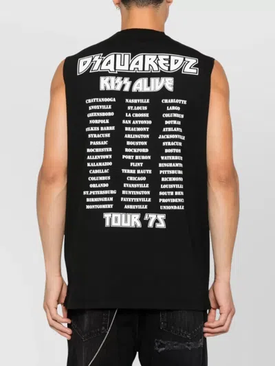 Dsquared2 Graphic Print Sleeveless Crew Neck T-shirt In Black
