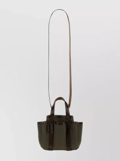 Max Mara Mini Tote Bag Contrast Stitching In Green