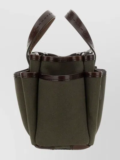 Max Mara Mini Tote Bag Contrast Stitching In Green