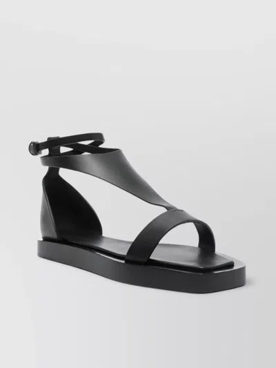 Max Mara Square Toe Flat Sandals In Black