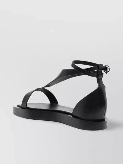 Max Mara Square Toe Flat Sandals In Black