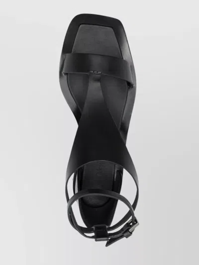 Max Mara Square Toe Flat Sandals In Black