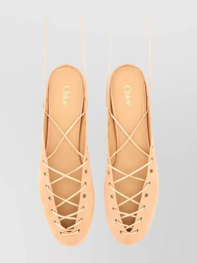 Chloé Ghillies Style Ballerina Flat Shoes In Nude