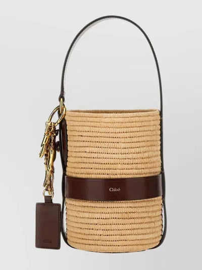 Chloé Textured Leather Bucket Bag Top Handle In Neutral