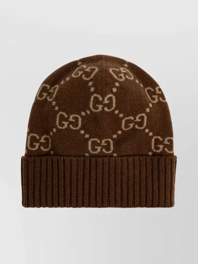 Gucci Stylish Hat With Folded Brim And Ribbed Cuff In Brown