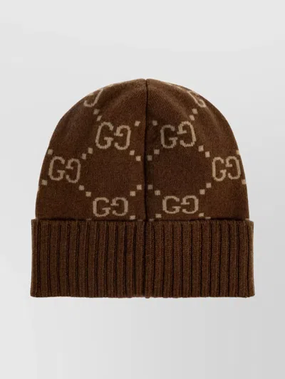 Gucci Stylish Hat With Folded Brim And Ribbed Cuff In Brown