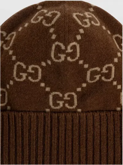 Gucci Stylish Hat With Folded Brim And Ribbed Cuff In Brown