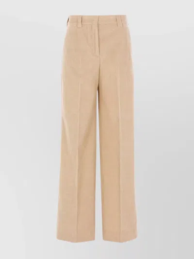 Incotex Wide Leg Corduroy Trousers With Back Pockets In Neutral