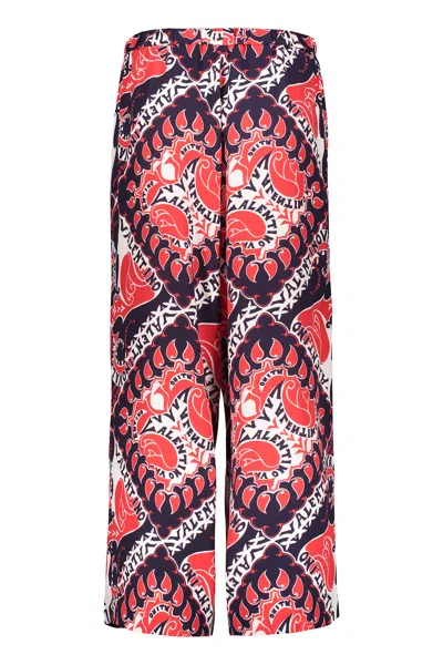 Valentino Comfortable Pants With Geometric Pink And Purple Pattern In Multi