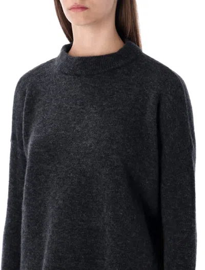 Sessun Charcoal Wool Knit Sweater With Relaxed Fit In Black