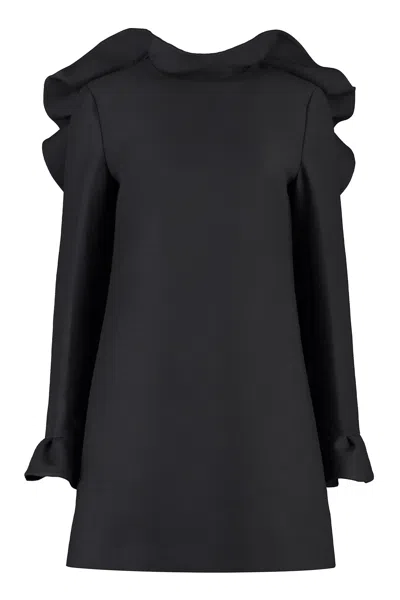 Valentino Wool And Silk Mini Dress In Black
