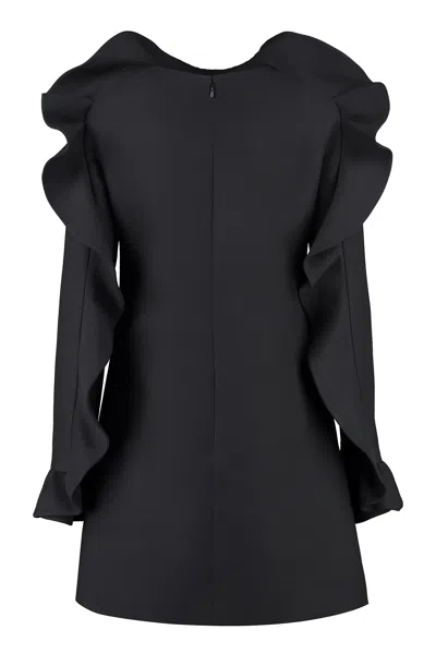 Valentino Wool And Silk Mini Dress In Black
