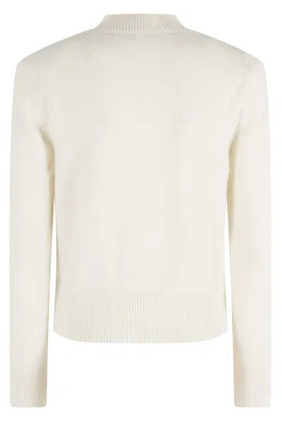 Maison Kitsuné Baby Fox Lambswool Fitted Cardigan In Neutral