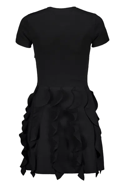 Valentino Short Black Dress With An Elegant Crinkle Effect In Black