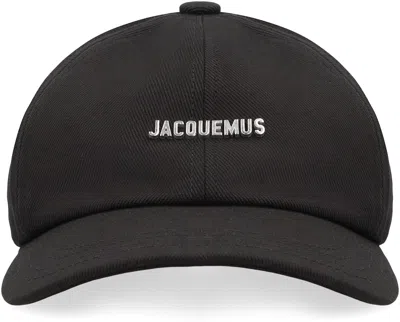 Jacquemus Gadjo Logo-embellished Cotton-twill Baseball Cap In Black