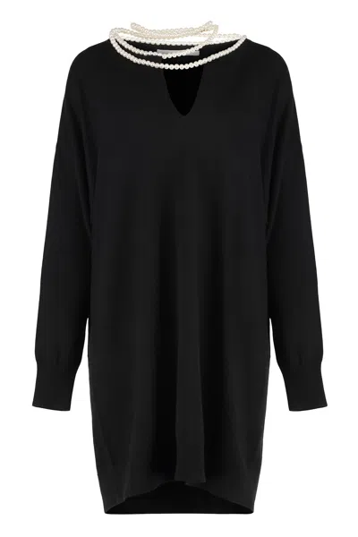 Zimmermann Crush Mini Wool Knit Dress In Black