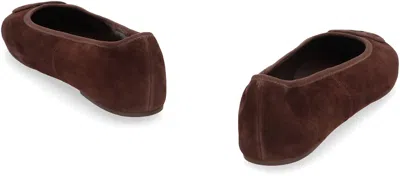 Tory Burch Reva Travel Suede Ballet Flats In Brown