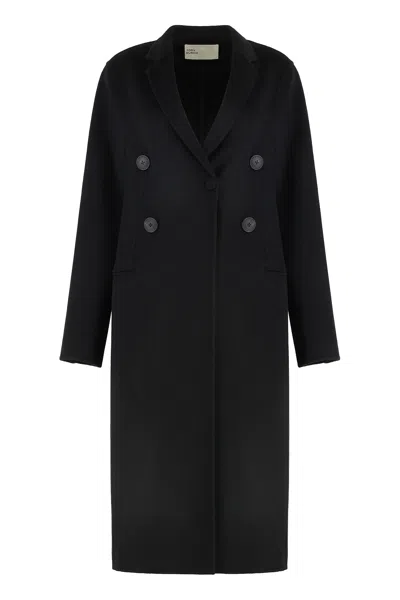 Tory Burch Asymmetric Wool-blend Coat In Black