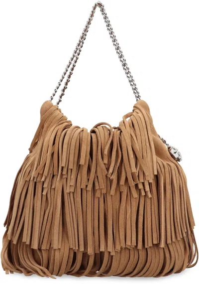 Tory Burch Fleming Small Brown Shoulder Bag With Chain Strap And Fringe Design In Suede Woman In Brown