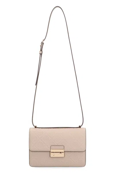 Tory Burch T Monogram Leather Shoulder Bag In Gray